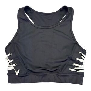 Sports Illustrated Sports Bra‎ Women's Size Small Black Racerback Lace Up Sides